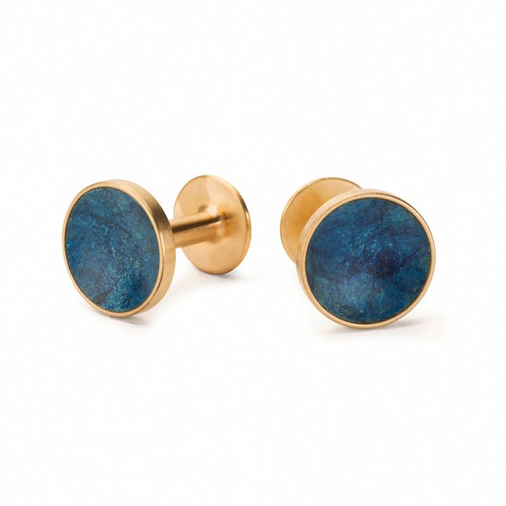 Alice Made This - Blue cufflinks for men - brass cufflinks with a hand crafted patina finish. Cufflinks for men. Gifts for men.