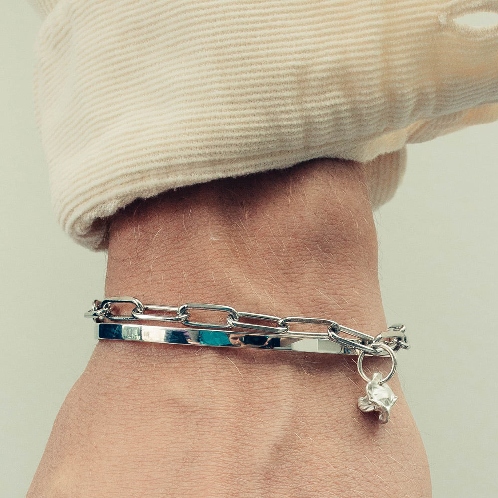 bardo silver charm bracelet | mens large chain bracelet | how to wear | detail