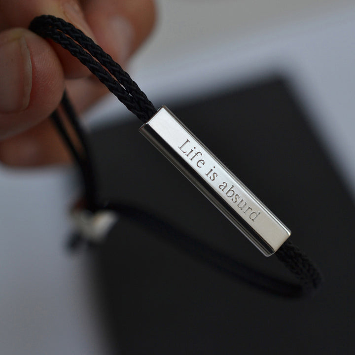 charlie black and silver bracelet | engraving