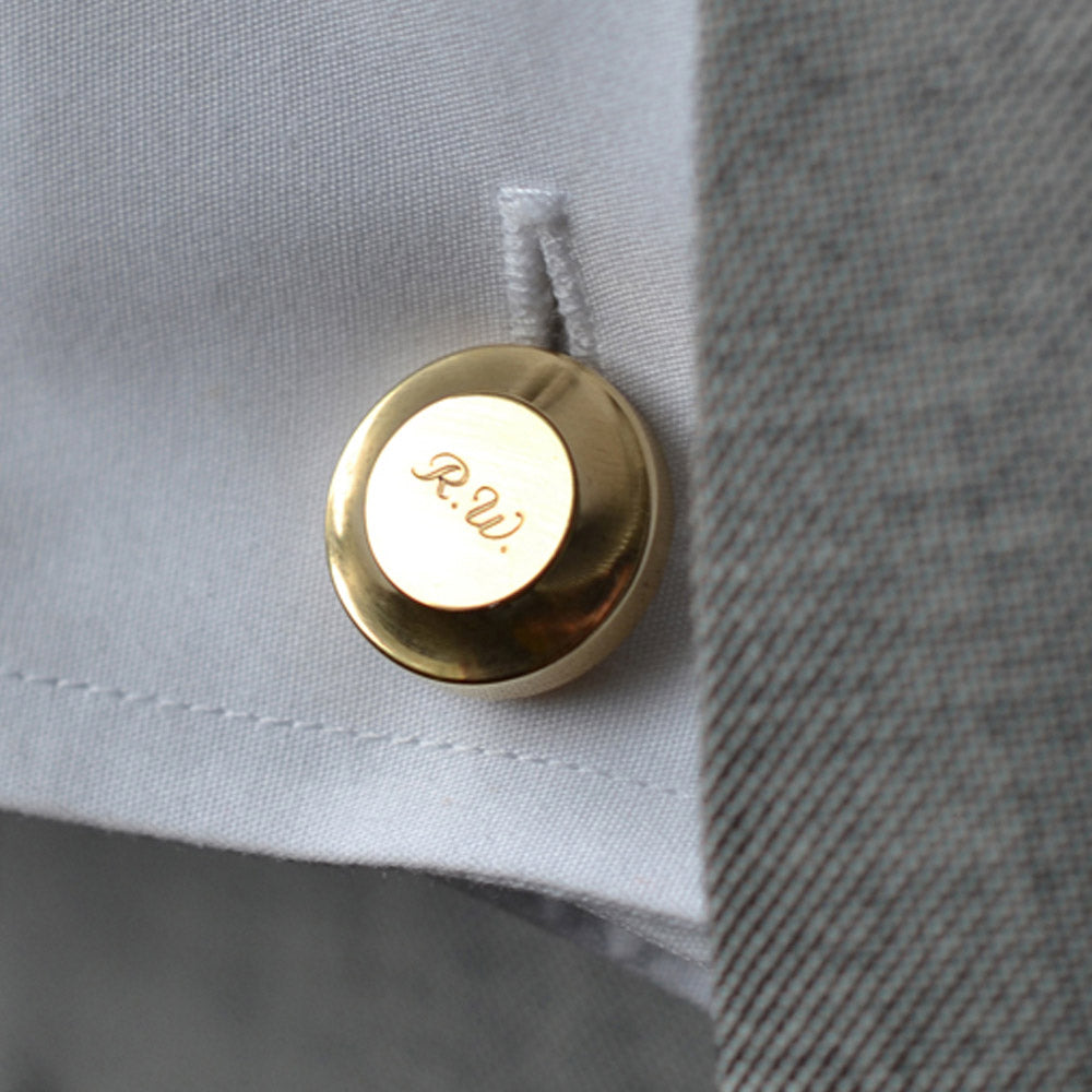 edward brass cufflinks | engraved | close up