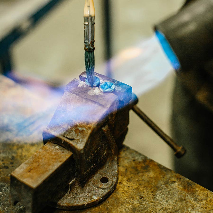 Alice Made This - Blue cufflinks for men - brass cufflinks with a hand crafted patina finish. Cufflinks for men. Gifts for men.