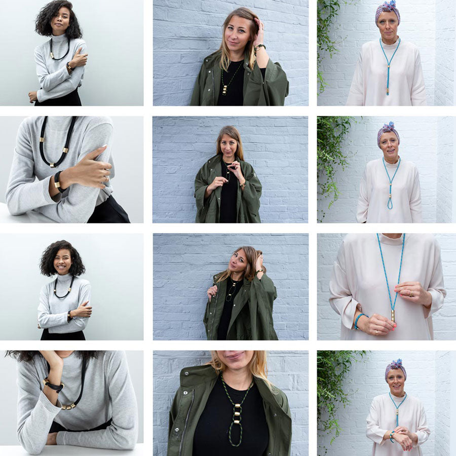 To celebrate the launch of our new Fibre Collection of adjustable rope necklaces and bracelets, we have created a series of stop motion videos and stills to explore how different people are wearing our pieces. The Alice Made This team have been busy photo