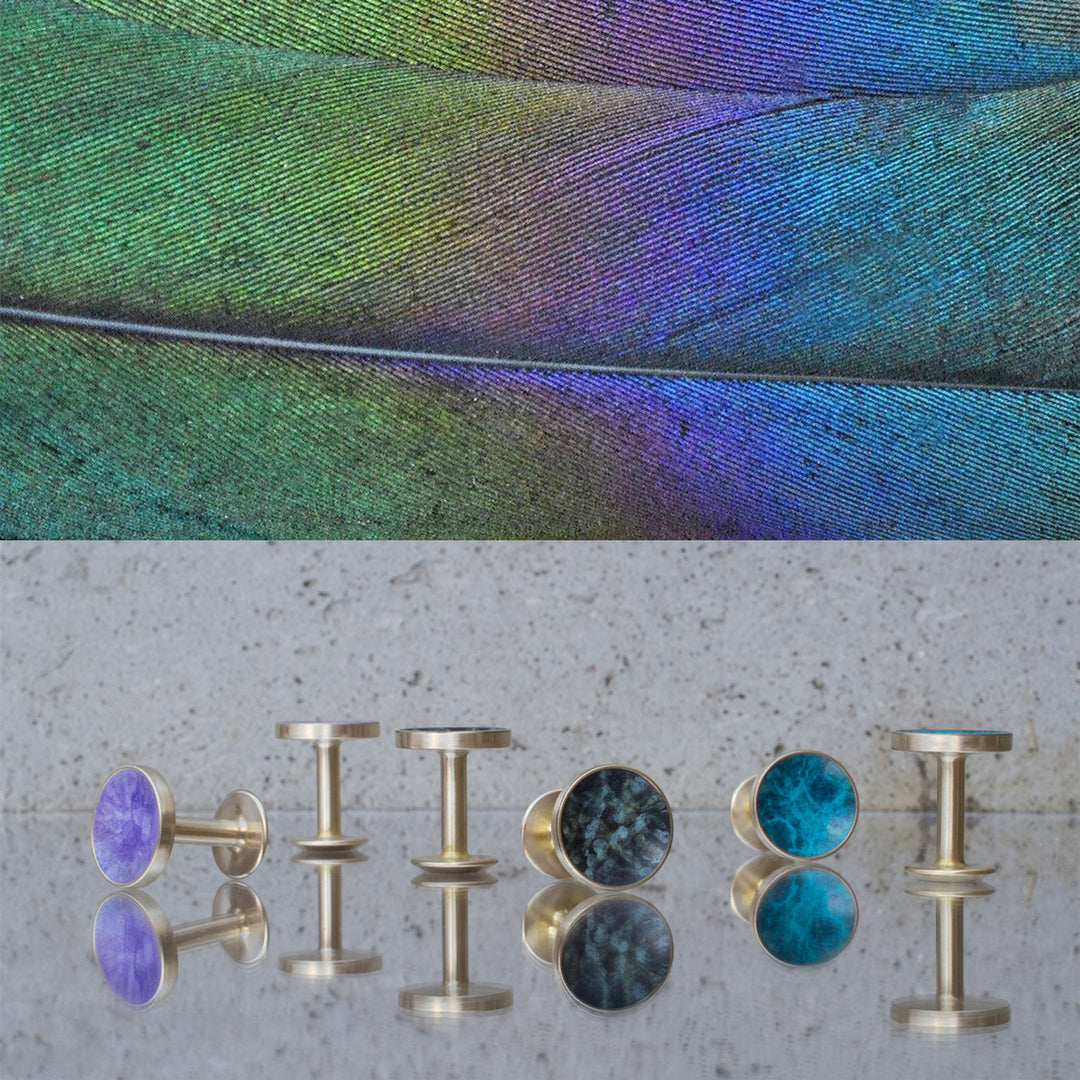 Men and women's jewellery brand Alice Made This introduces the launch of its latest collection of cufflinks, the Magpie Patina Collection. Featuring a deep colour palette, the Bayley Amethyst purple, Teal blue, Sage green, Prussian blue and Quink black cu