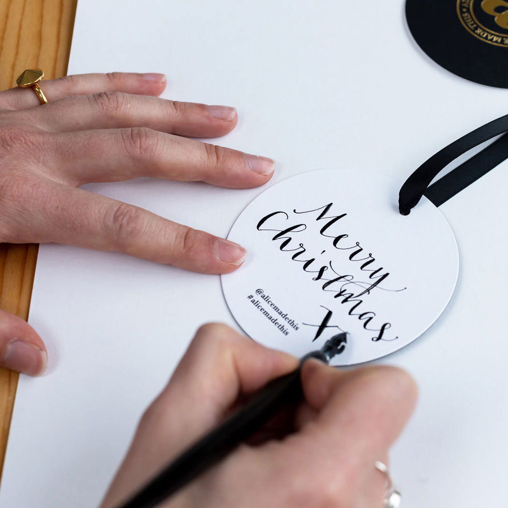 British men's accessories and women's jewellery brand Alice Made This talks to calligrapher and illustrator Polly Crossman about writing the perfect Christmas gift tag. Read more and order your gifts for him and her in time for Christmas.