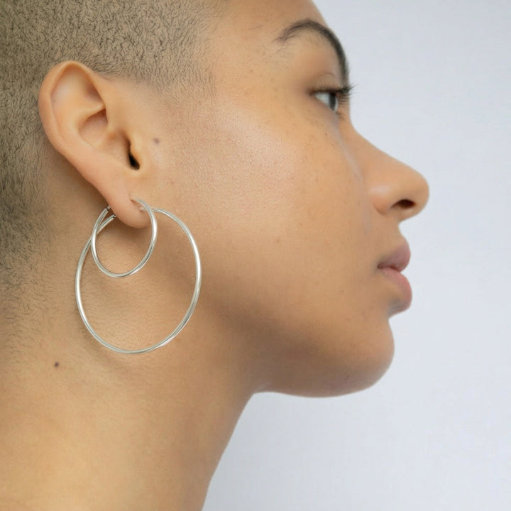 32mm Silver Hoop Earrings