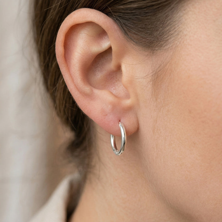 14mm Silver Hoop Earrings