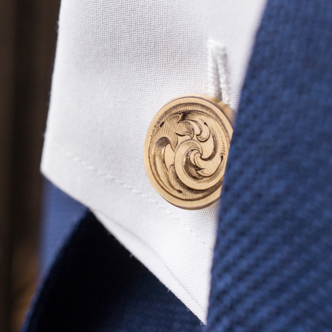 Edition - Heraldic cloak scrolls, Hand Engraved Cufflinks