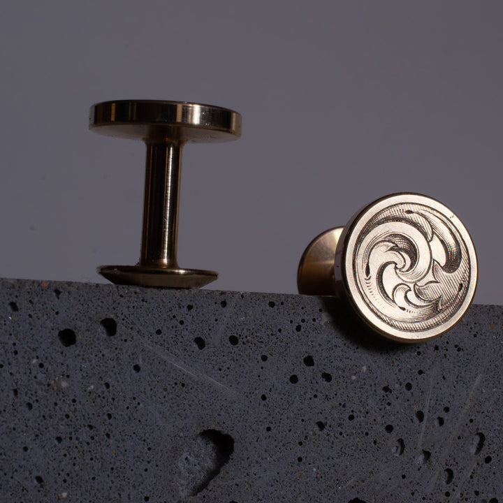 Edition - Heraldic cloak scrolls, Hand Engraved Cufflinks