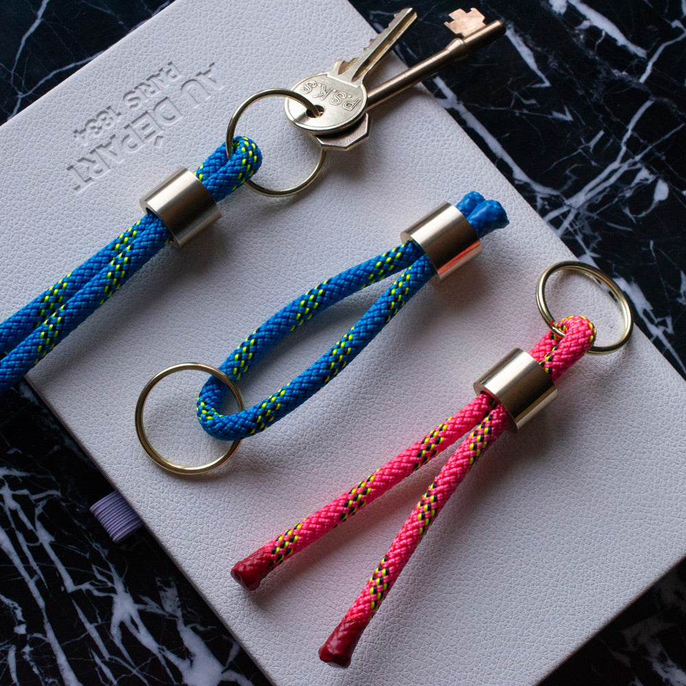 Farrin blue gold key ring