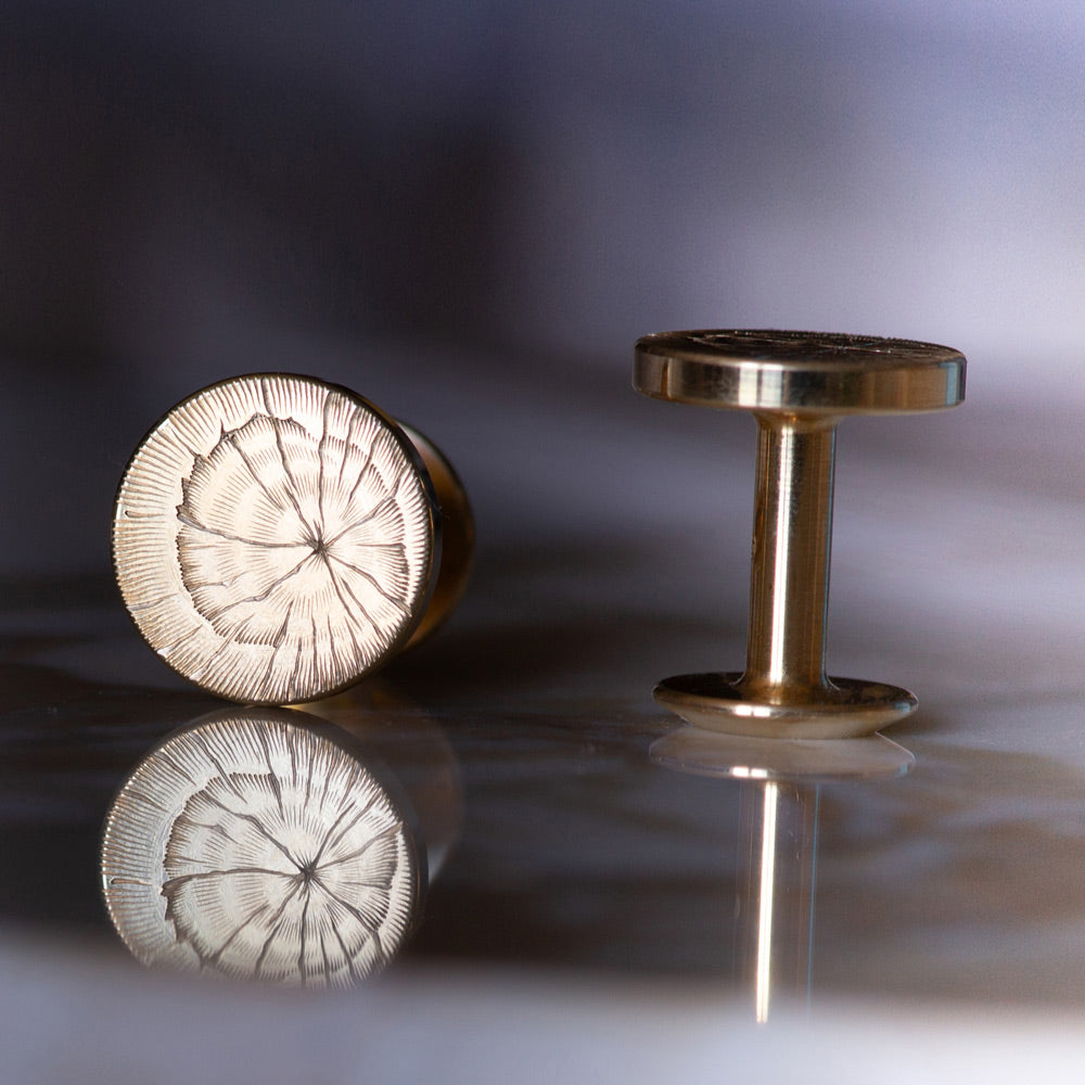 alice made this Edition - Oak Hand Engraved brass cufflinks – Alice Made This Cufflinks