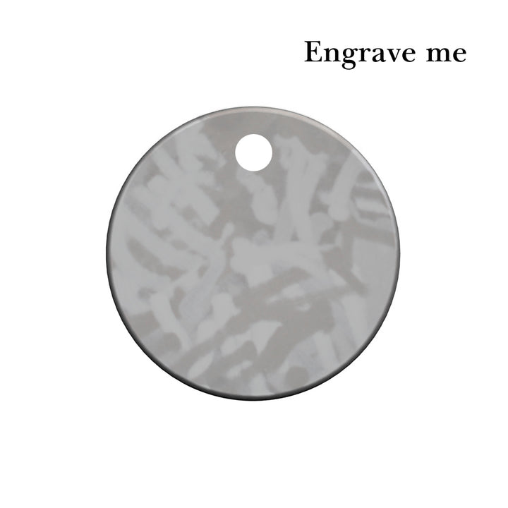 dot mottled silver dog tag necklace | engraving face