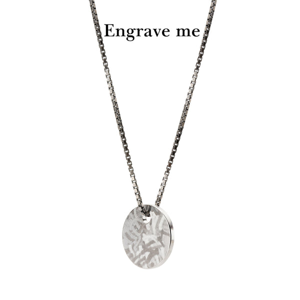 Dot silver mottled dog tag necklace