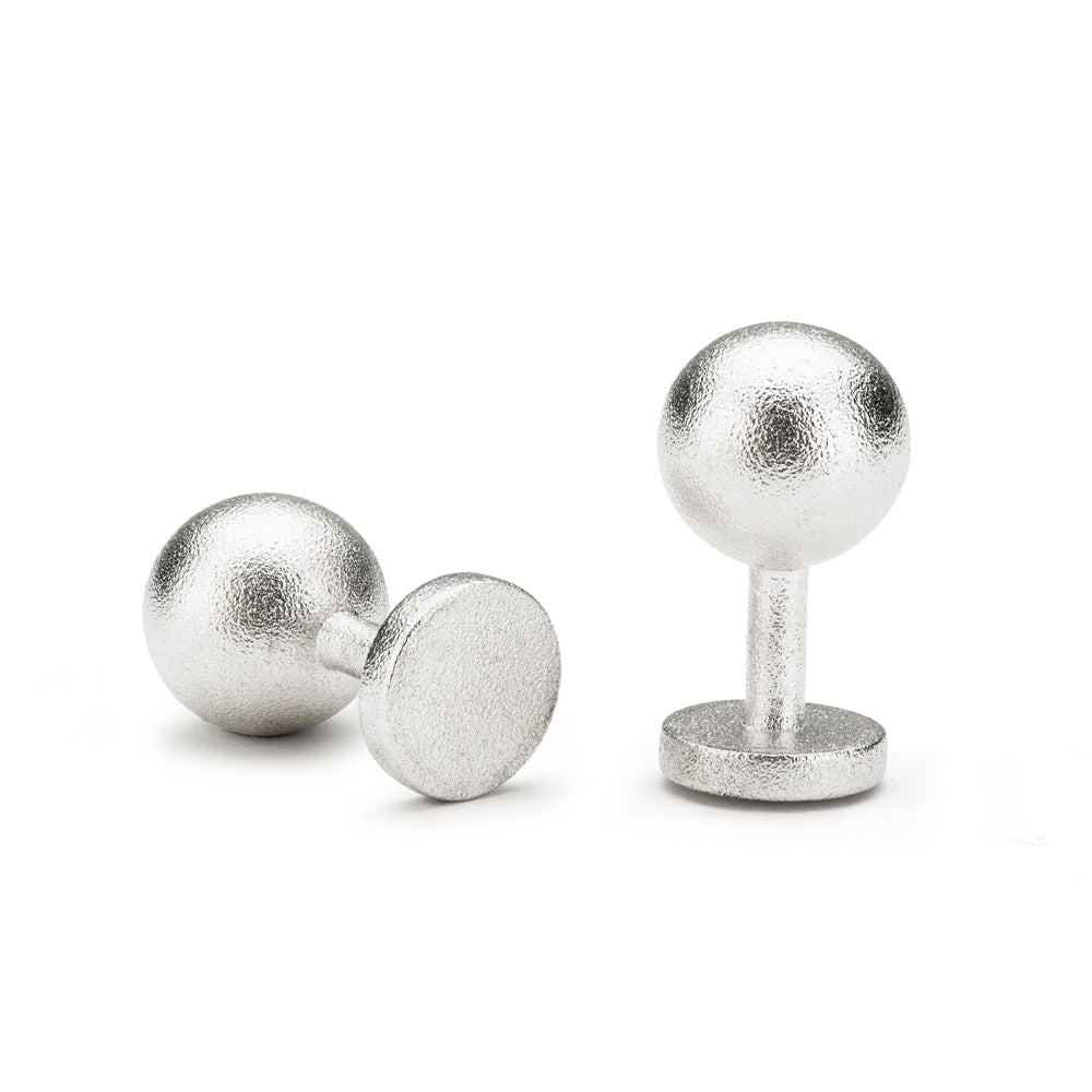 grafton blasted silver cufflinks | silver ball cufflinks