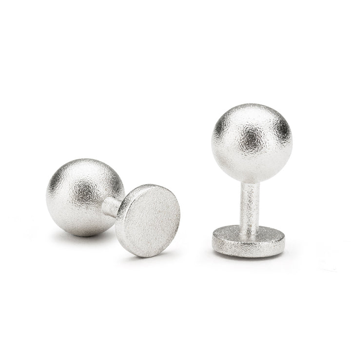 grafton blasted silver cufflinks | silver ball cufflinks