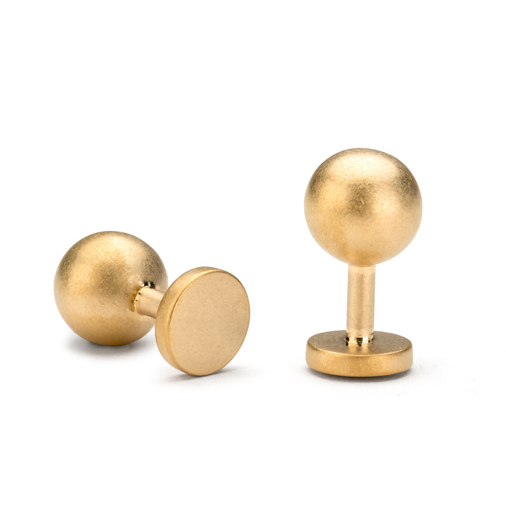 grafton matte gold cufflinks | 18 carat ball cufflinks