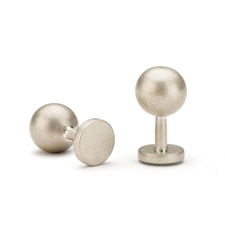 grafton matte silver cufflinks | silver ball cufflinks