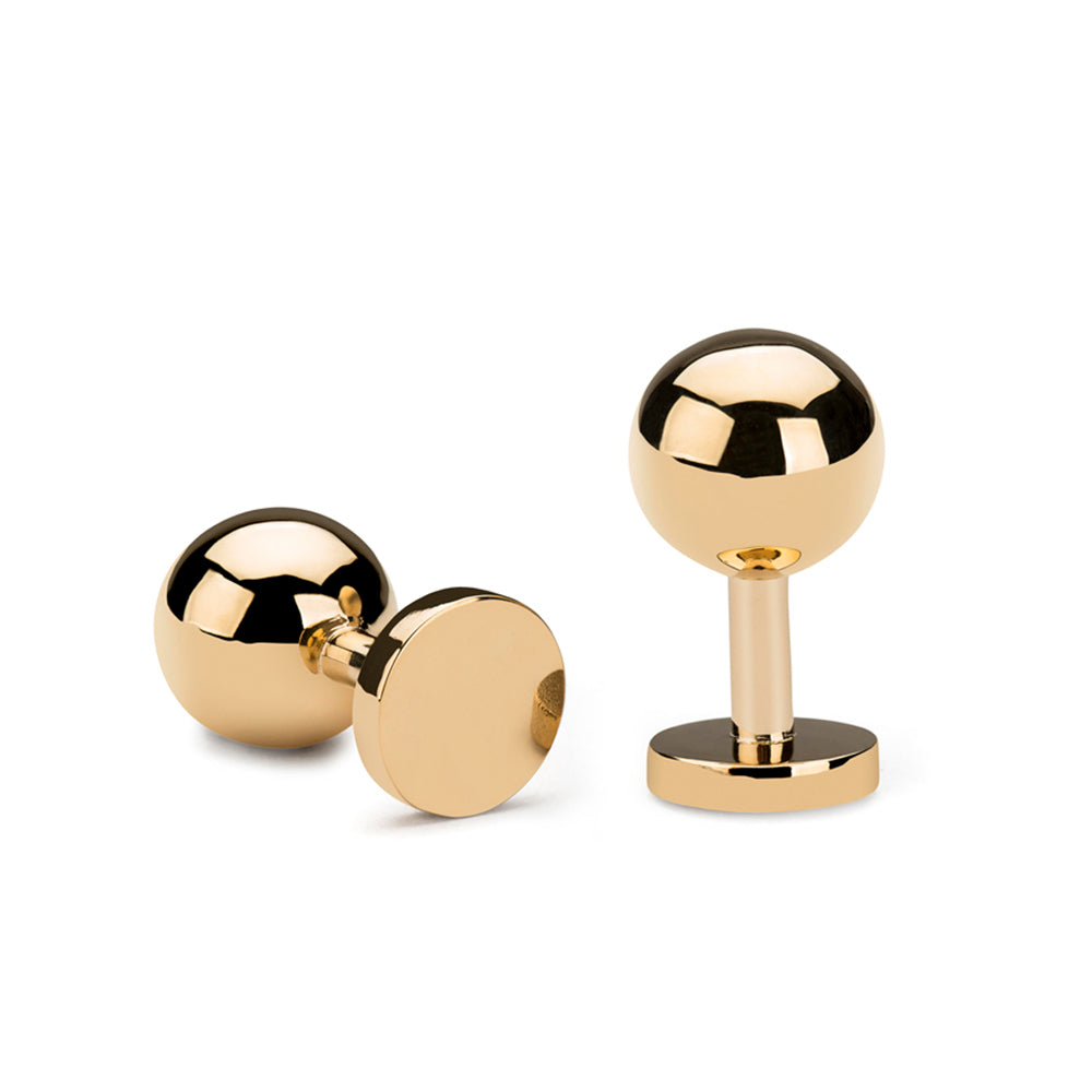grafton polished gold cufflinks | 18 carat gold ball cufflinks