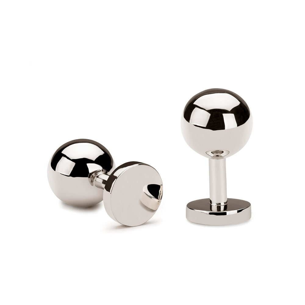 grafton polished silver cufflinks | silver ball cufflinks