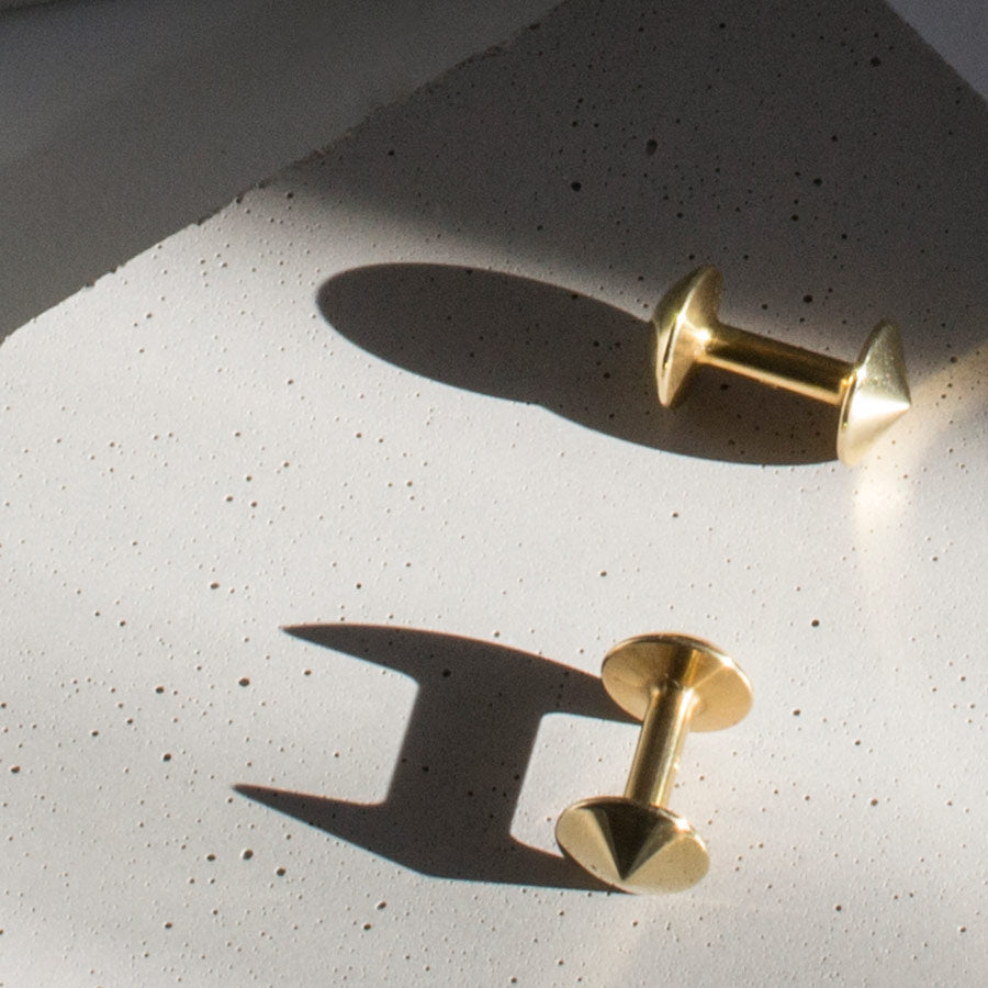 austin brass cufflinks | close up