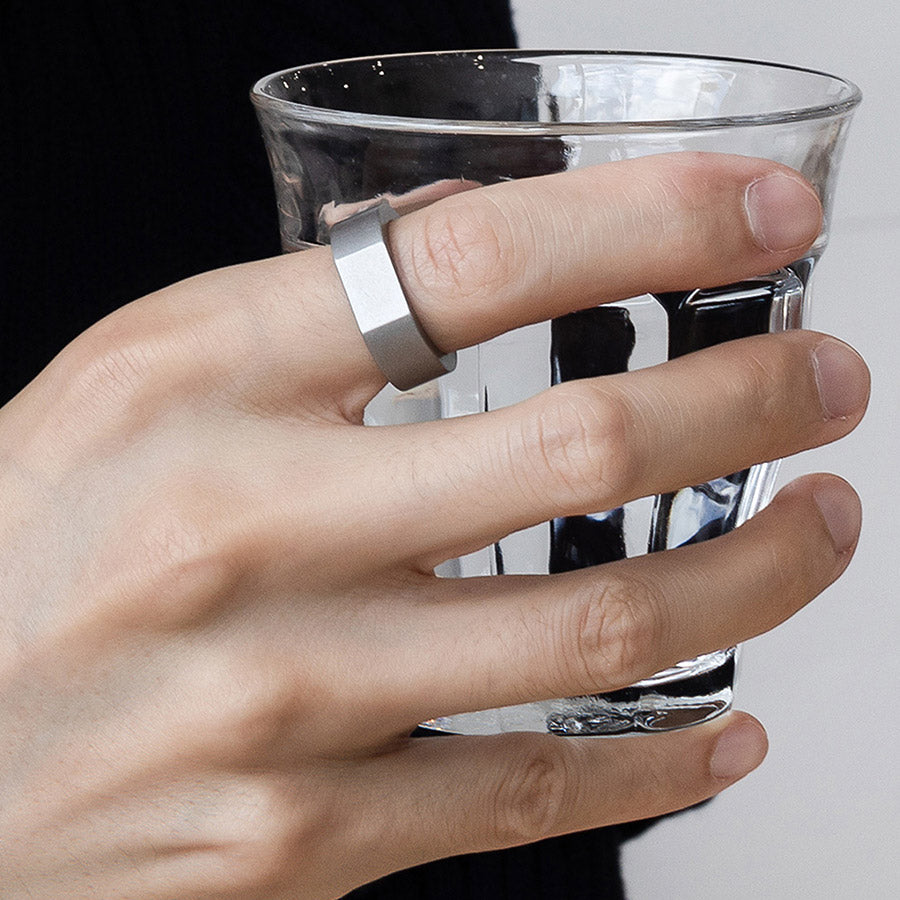 bacchus matte steel signet ring | close up