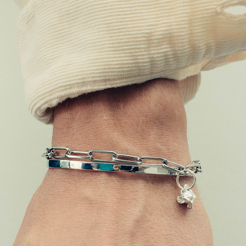Mens silver sale charm bracelet