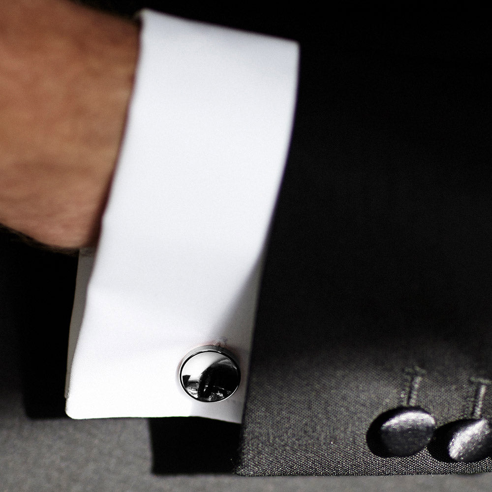 elliot silver cufflinks | close up | black tie