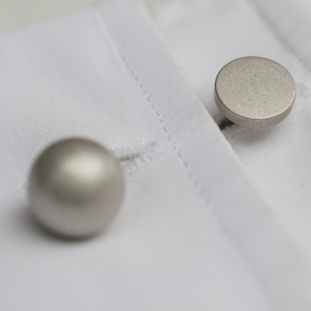grafton reversible | silver cufflinks | close up
