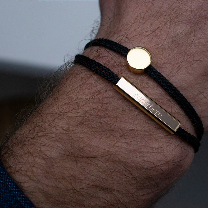 mens bracelet | black gold charlie bracelet | dot gold bracelet