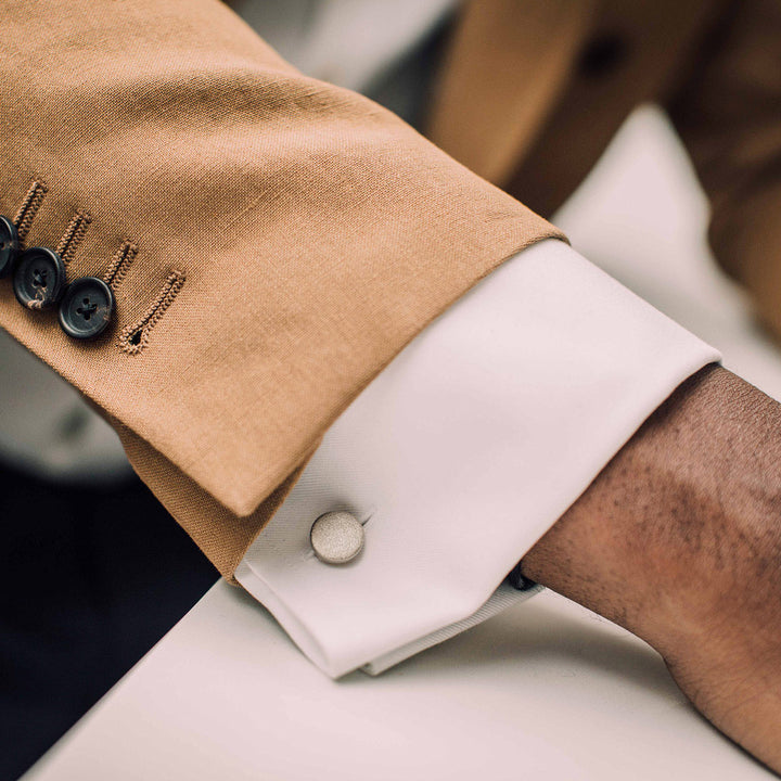 grafton silver cufflink | blasted silver cufflink