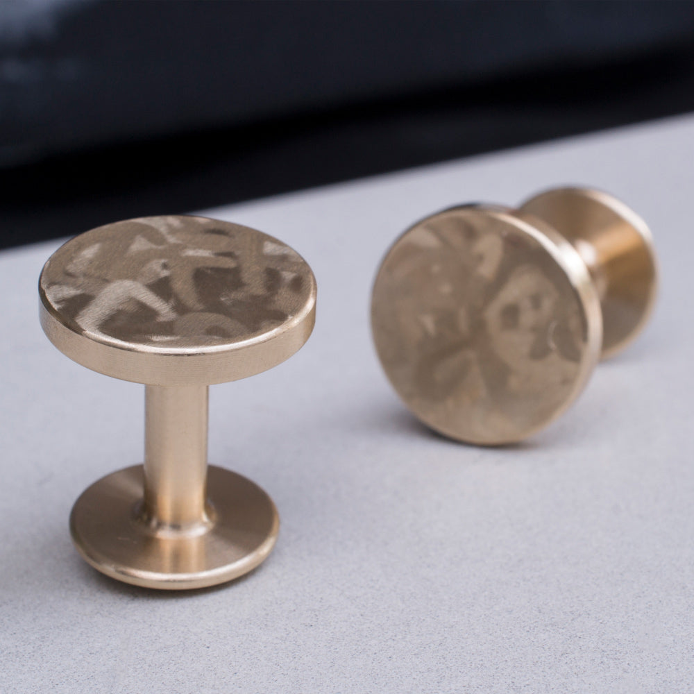 dot mottled brass cufflinks