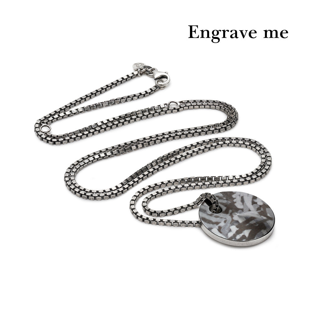 dog tag mottled silver necklace | laid
